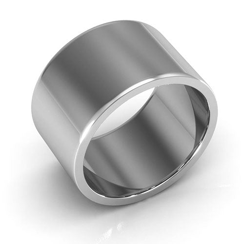 14K White Gold 12mm heavy weight flat wedding band - DELLAFORA