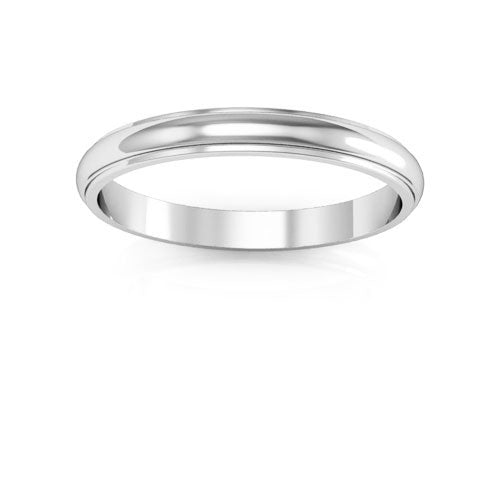 14K White Gold 2.5mm half round edge design wedding band - DELLAFORA