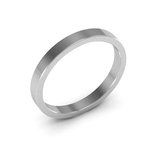 14K White Gold 2.5mm heavy weight flat wedding band - DELLAFORA