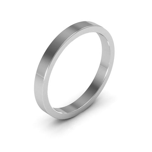 14K White Gold 2.5mm heavy weight flat wedding band - DELLAFORA