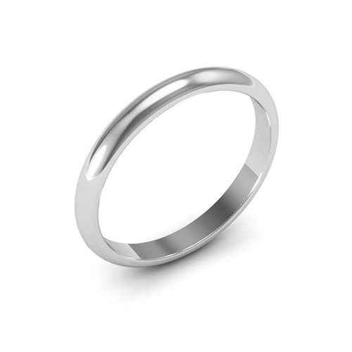 14K White Gold 2.5mm heavy weight half round wedding band - DELLAFORA