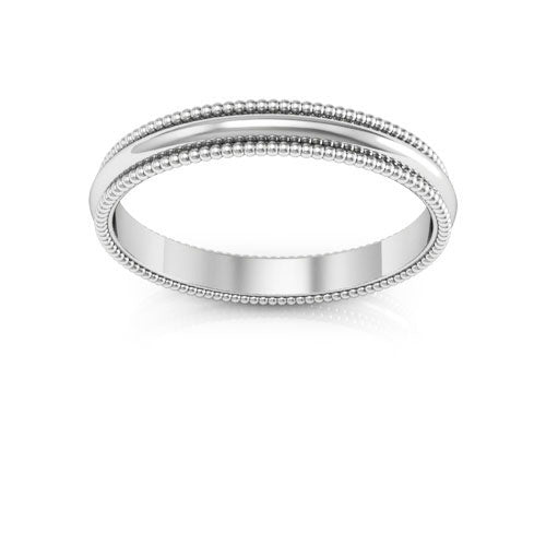 14K White Gold 2.5mm milgrain wedding band - DELLAFORA