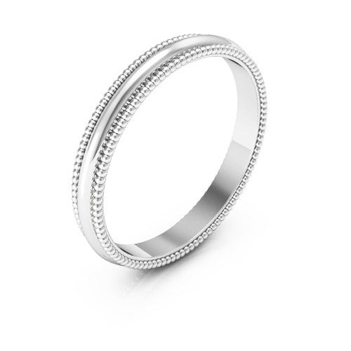 14K White Gold 2.5mm milgrain wedding band - DELLAFORA