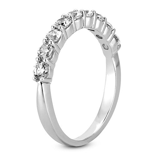 14K White gold 2.5mm prong set women's 0.63 carats diamond wedding band. - DELLAFORA