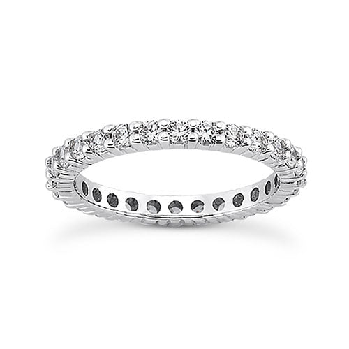 14K White gold 2mm eternity women's 0.75-0.90 carats diamond wedding band. - DELLAFORA