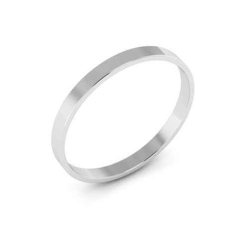 14K White Gold 2mm extra light flat wedding bands - DELLAFORA