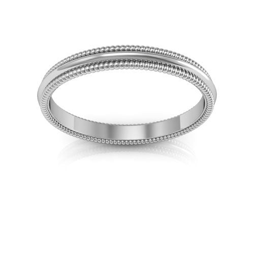 14K White Gold 2mm milgrain wedding band - DELLAFORA