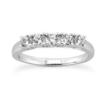 14K White gold 2mm prong set women's 0.50 carats diamond wedding band. - DELLAFORA