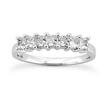 14K White gold 2mm prong set women's 0.70 carats princess cutdiamond wedding band. - DELLAFORA