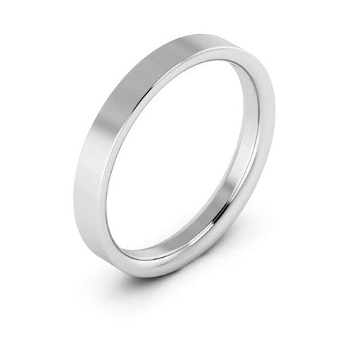 14K White Gold 3mm flat comfort fit wedding band - DELLAFORA