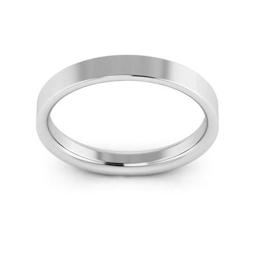 14K White Gold 3mm heavy weight flat comfort fit wedding band - DELLAFORA