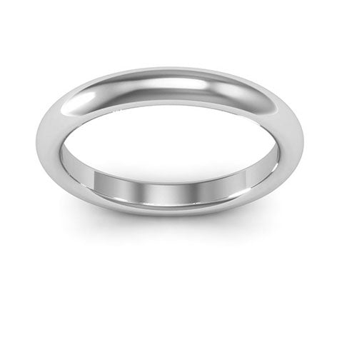 14K White Gold 3mm heavy weight half round comfort fit wedding band - DELLAFORA