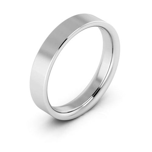 14K White Gold 4mm flat comfort fit wedding band - DELLAFORA