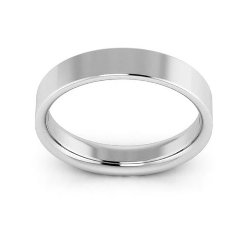 14K White Gold 4mm flat comfort fit wedding band - DELLAFORA