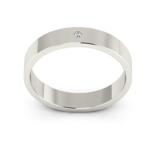 14K White Gold 4mm flat diamond wedding band - DELLAFORA