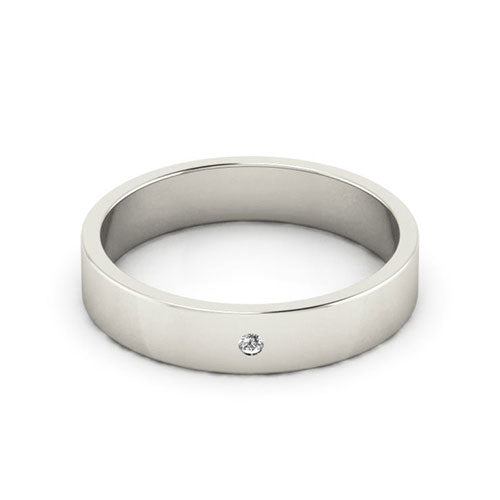 14K White Gold 4mm flat diamond wedding band - DELLAFORA