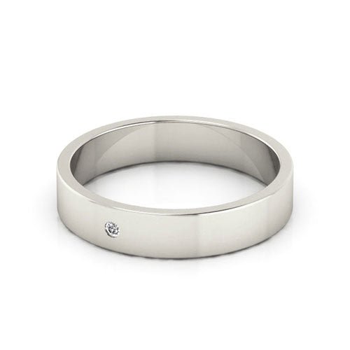 14K White Gold 4mm flat diamond wedding band - DELLAFORA