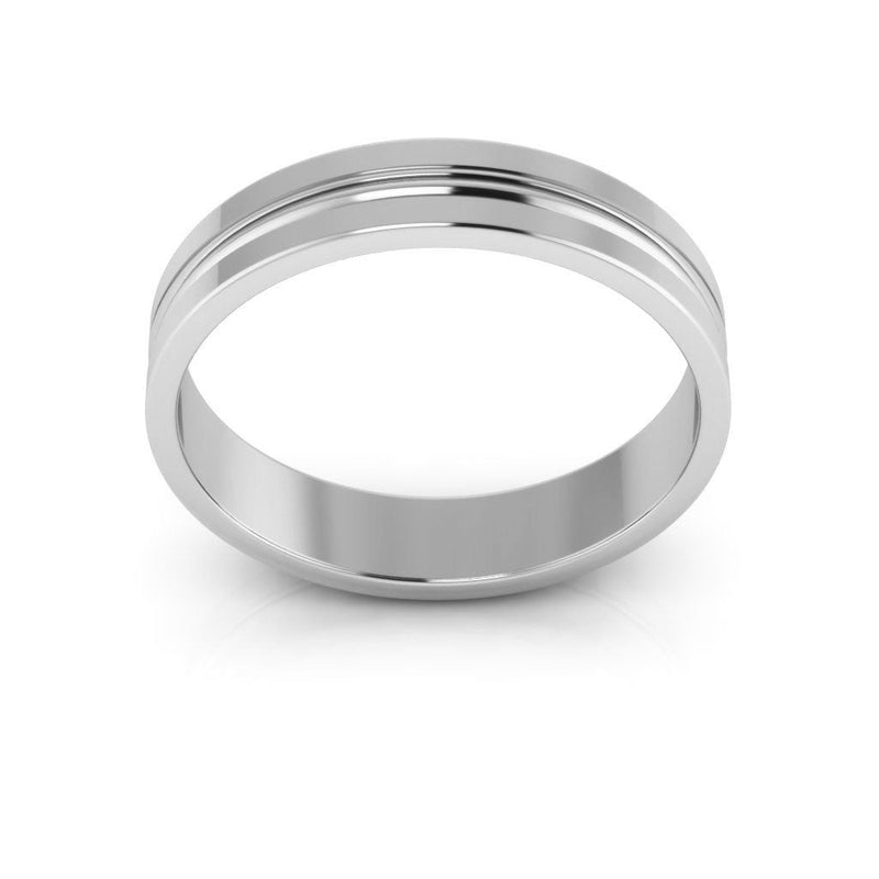 14K White Gold 4mm grooved design wedding band - DELLAFORA