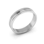 14K White Gold 4mm grooved design wedding band - DELLAFORA