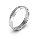 14K White Gold 4mm half round comfort fit wedding band - DELLAFORA