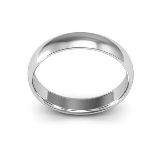 14K White Gold 4mm half round comfort fit wedding band - DELLAFORA