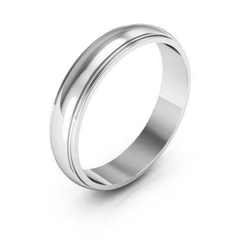 14K White Gold 4mm half round edge design wedding band - DELLAFORA