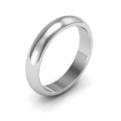 14K White Gold 4mm heavy weight half round wedding band - DELLAFORA