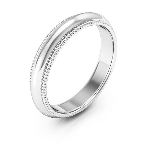 14K White Gold 4mm milgrain comfort fit wedding band - DELLAFORA