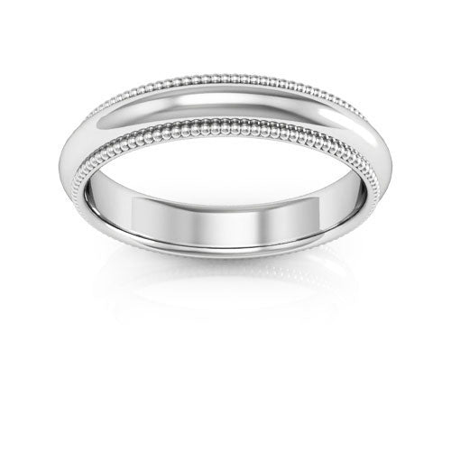 14K White Gold 4mm milgrain comfort fit wedding band - DELLAFORA