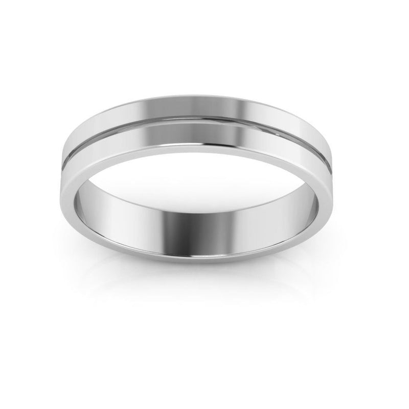 14K White Gold 4mm rigged flat wedding band - DELLAFORA