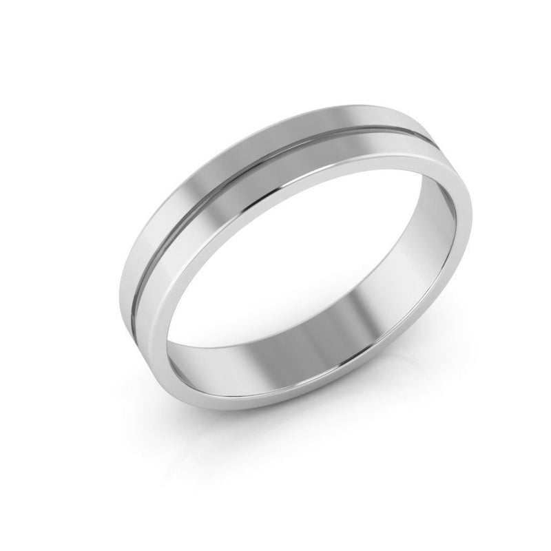 14K White Gold 4mm rigged flat wedding band - DELLAFORA