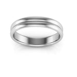 14K White Gold 4mm rigged half round comfort fit wedding band - DELLAFORA