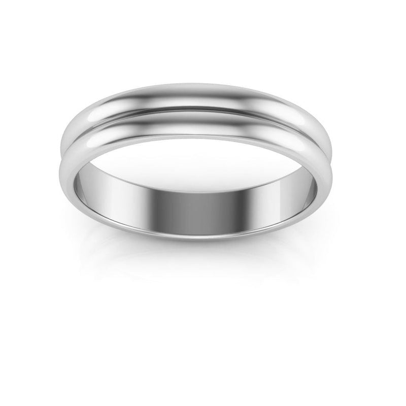 14K White Gold 4mm rigged half round wedding band - DELLAFORA