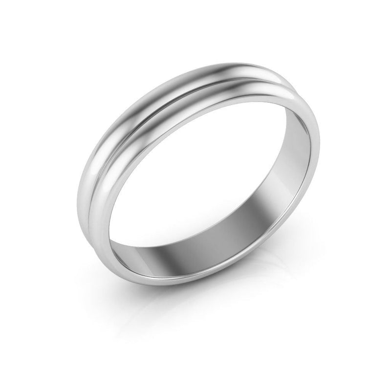 14K White Gold 4mm rigged half round wedding band - DELLAFORA