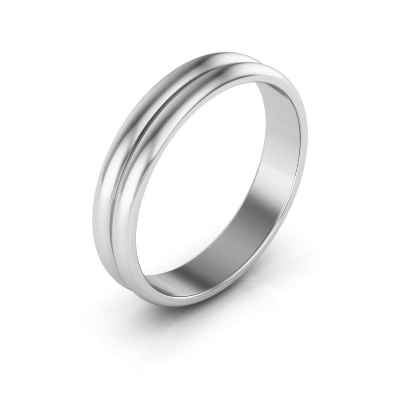 14K White Gold 4mm rigged half round wedding band - DELLAFORA