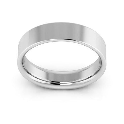 14K White Gold 5mm flat comfort fit wedding band - DELLAFORA