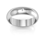 14K White Gold 5mm half round diamond wedding band - DELLAFORA