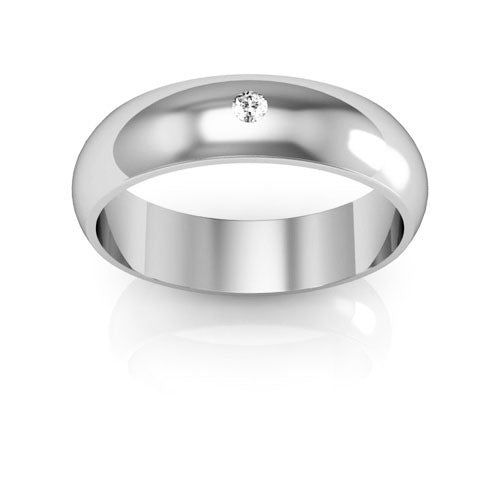 14K White Gold 5mm half round diamond wedding band - DELLAFORA