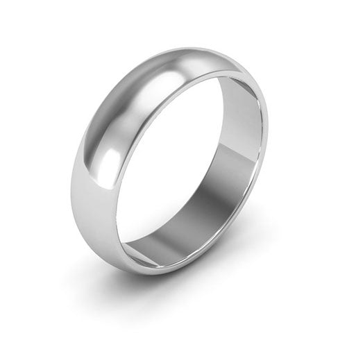 14K White Gold 5mm half round wedding band - DELLAFORA