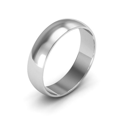 14K White Gold 5mm half round wedding band - DELLAFORA