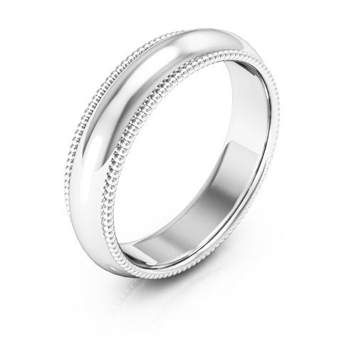 14K White Gold 5mm milgrain comfort fit wedding band - DELLAFORA