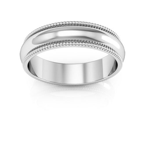 14K White Gold 5mm milgrain wedding band - DELLAFORA