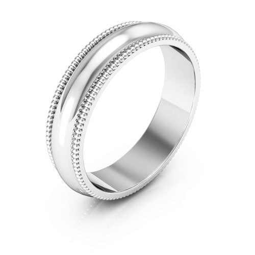 14K White Gold 5mm milgrain wedding band - DELLAFORA