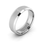 14K White Gold 6mm beveled edge satin center comfort fit wedding band - DELLAFORA