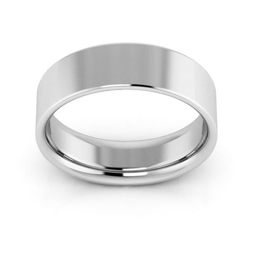 14K White Gold 6mm flat comfort fit wedding band - DELLAFORA