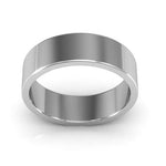 14K White Gold 6mm heavy weight flat wedding band - DELLAFORA