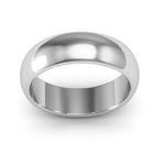 14K White Gold 6mm heavy weight half round wedding band - DELLAFORA