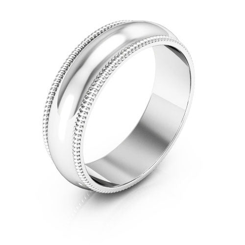 14K White Gold 6mm milgrain wedding band - DELLAFORA