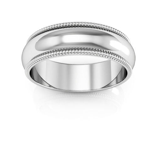 14K White Gold 6mm milgrain wedding band - DELLAFORA