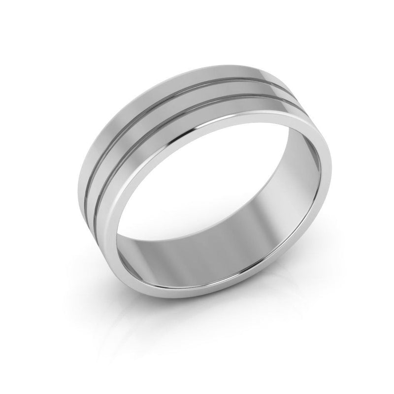 14K White Gold 6mm rigged flat wedding band - DELLAFORA